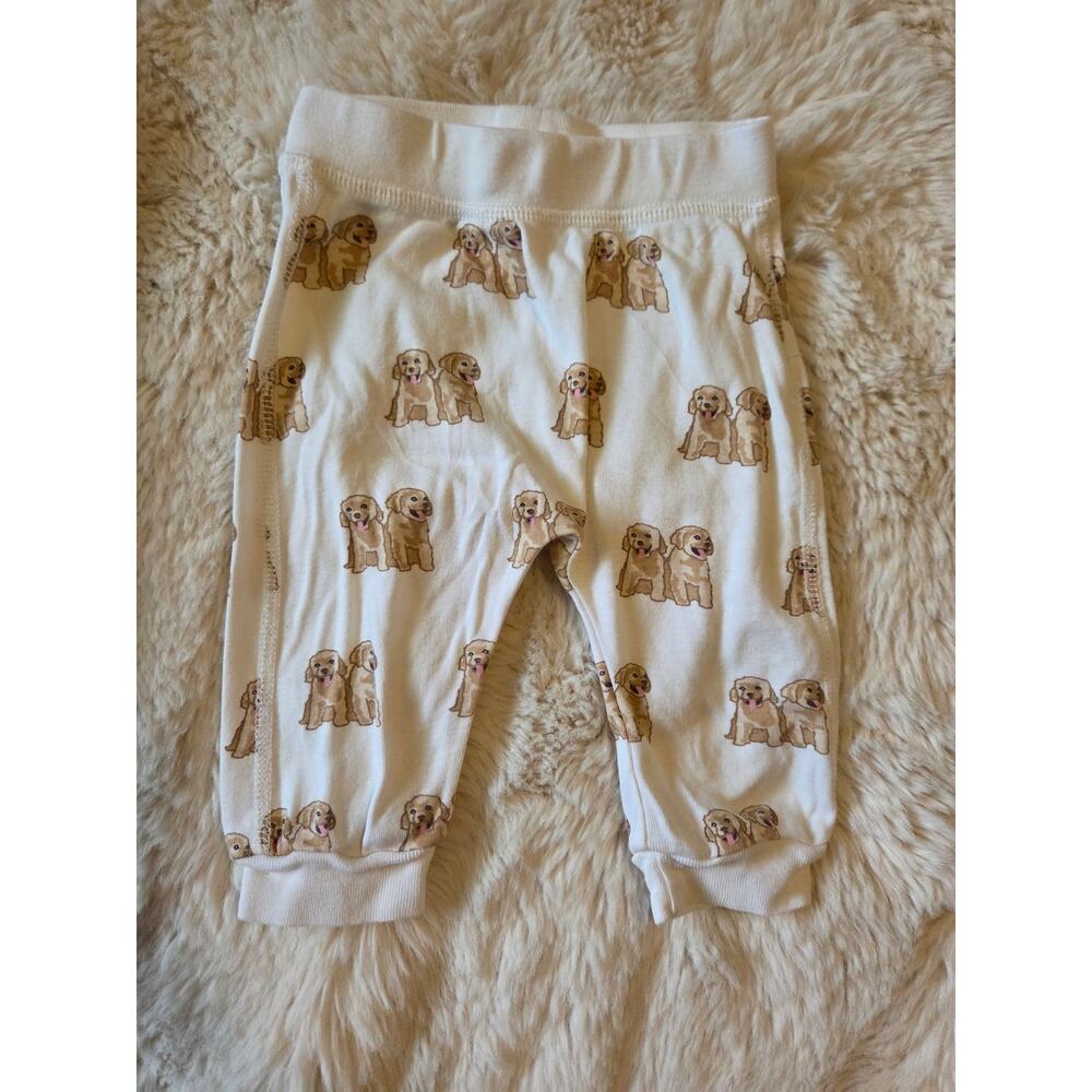 M+A Monica & Andy Double trouble Doggies Print Organic Cotton Baby Pants 3-6m